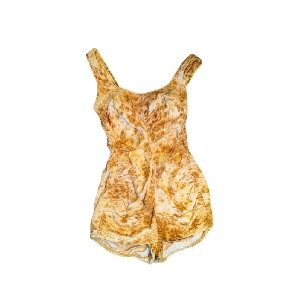 Vtg Pinup 50s Jantzen One Piece Butter Yellow bubble Playsuit Swimsuit sz 4 - Picture 4 of 12